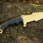 High carbon steel Golden coated hunting tracker TANTO knife. Pro-Capolavoro1848