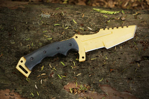 High carbon steel Golden coated hunting tracker TANTO knife. Pro-Capolavoro1848