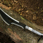 Handmade Traditional Viking Powder Coated long Metal Handle Axe Camping Gear.  Free Damascus Steel Ring. Pro-Bello1891