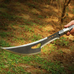 Handmade Traditional Viking Powder Coated long Metal Handle Axe Camping Gear.  Free Damascus Steel Ring. Pro-Bello1891