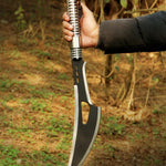 Handmade Traditional Viking Powder Coated long Metal Handle Axe Camping Gear.  Free Damascus Steel Ring. Pro-Bello1891