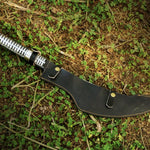 Handmade Traditional Viking Powder Coated long Metal Handle Axe Camping Gear.  Free Damascus Steel Ring. Pro-Bello1891