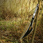 Handmade Traditional Viking Powder Coated long Metal Handle Axe Camping Gear.  Free Damascus Steel Ring. Pro-Bello1891