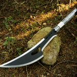 Handmade Traditional Viking Powder Coated long Metal Handle Axe Camping Gear.  Free Damascus Steel Ring. Pro-Bello1891