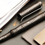 Handmade Splendor Damascus steel ballpoint pen with Pocket Clipper. Pro-Regalo7005