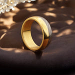 Captivated Handmade Brass and Damascus Steel Edges Ring with Brass Inlay.Pro-Regalo7011