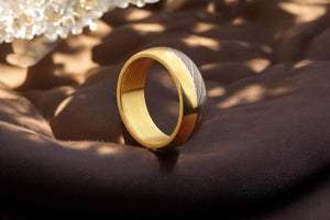 Captivated Handmade Brass and Damascus Steel Edges Ring with Brass Inlay.Pro-Regalo7011